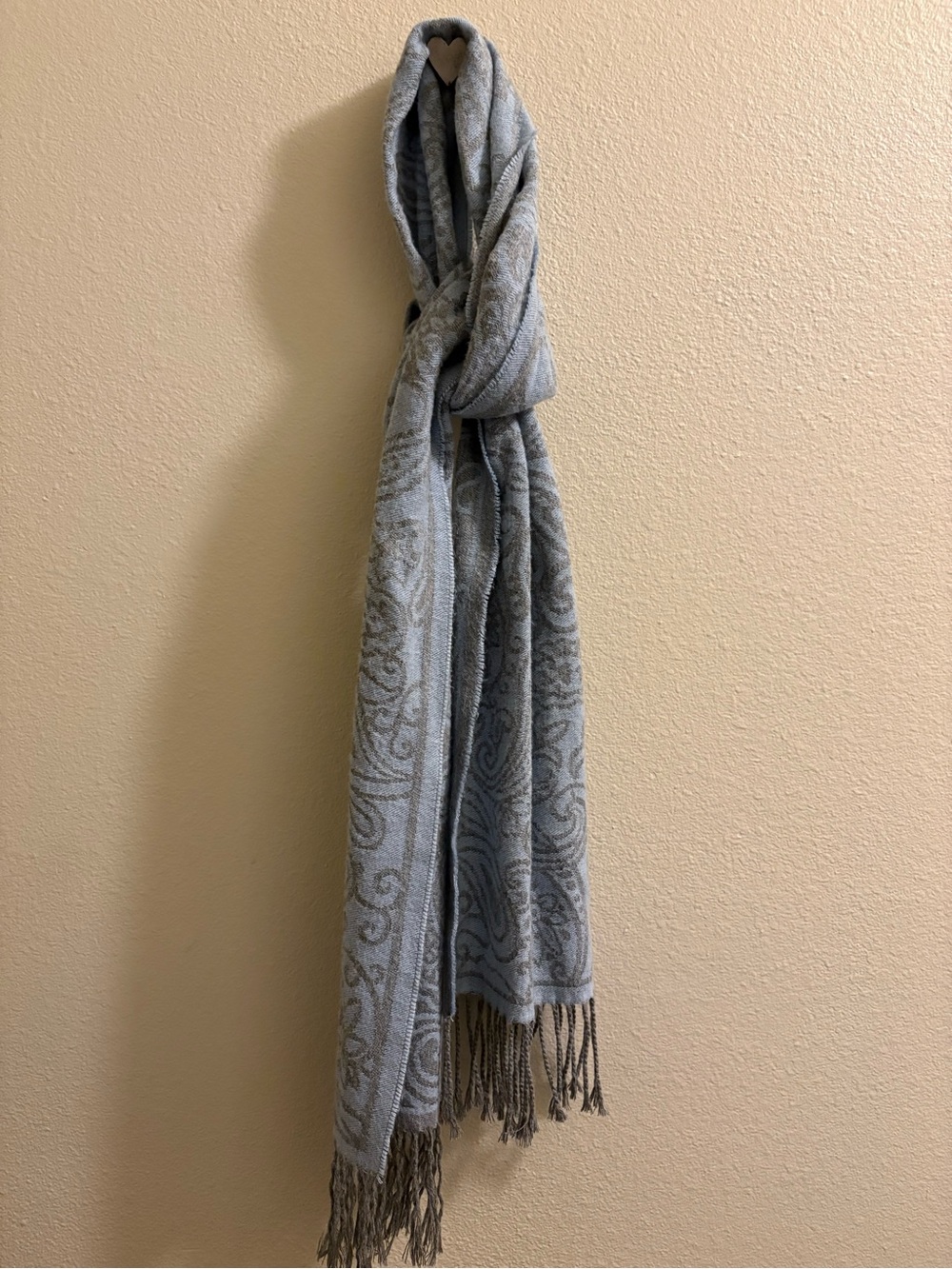Merona Gray Paisley Fringe Scarf